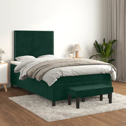 Giroletto a Molle con Materasso Verde Scuro 120x200 cm Velluto