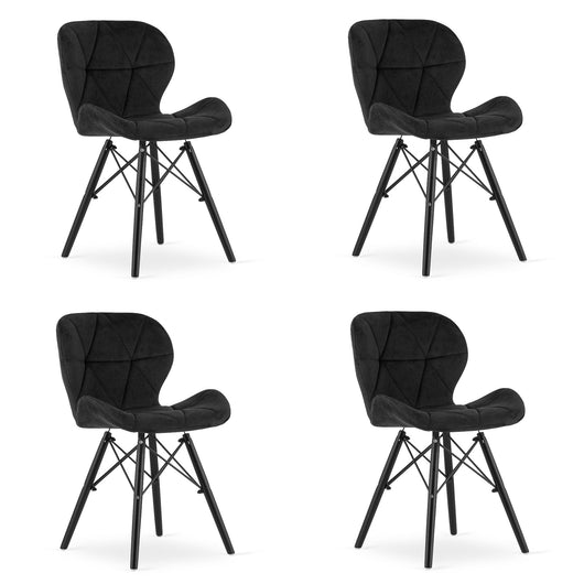Valora WAKO Sedia in velluto Design moderno Nero x4