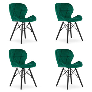 Sedia in velluto Valora WAKO dal design moderno, gambe verdi e nere x4