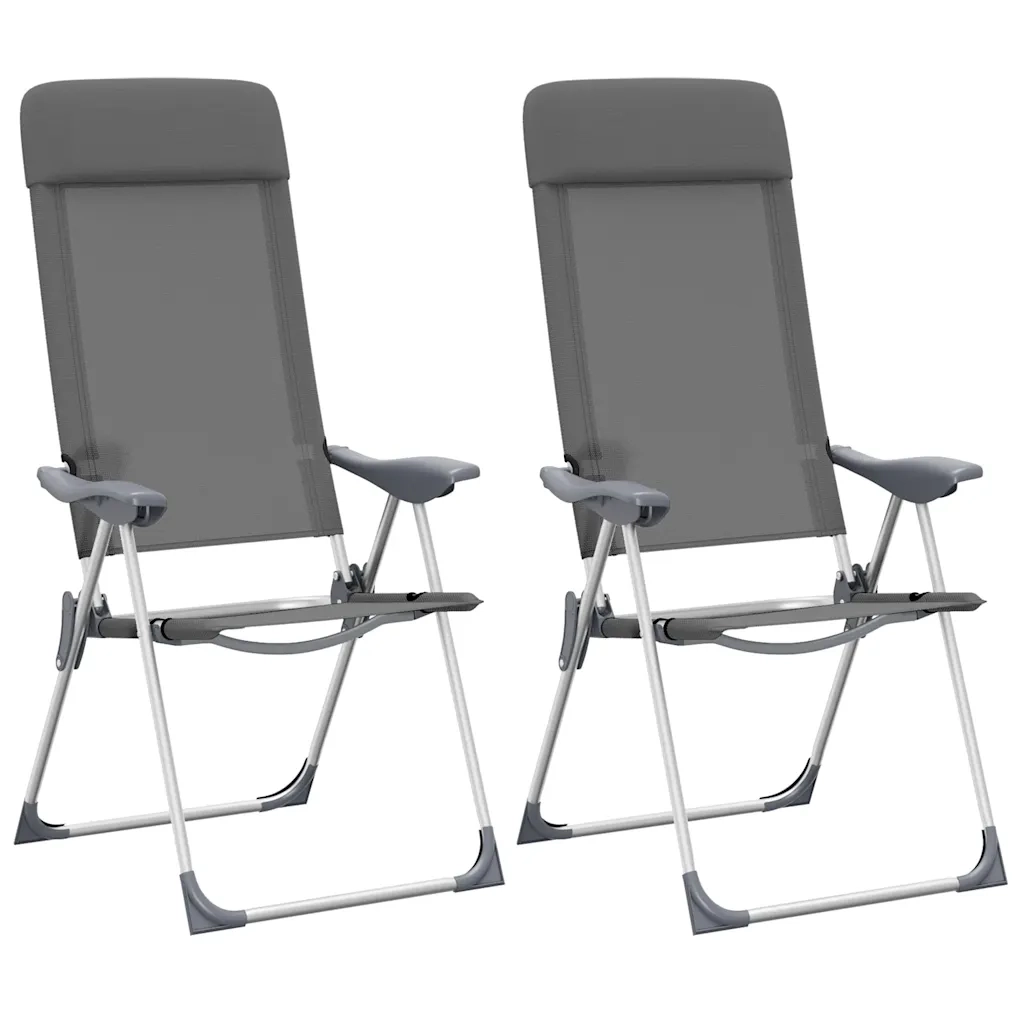 Sedie Pieghevoli da Campeggio 2 pz Grigio in Alluminio 44304