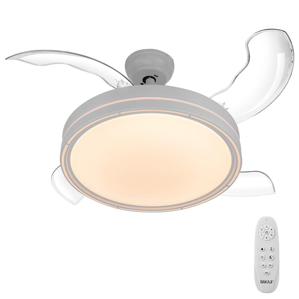 Ventilatore da Soffitto 4 Pale Richiudibili Plafoniera LED e Telecomando 106 cm