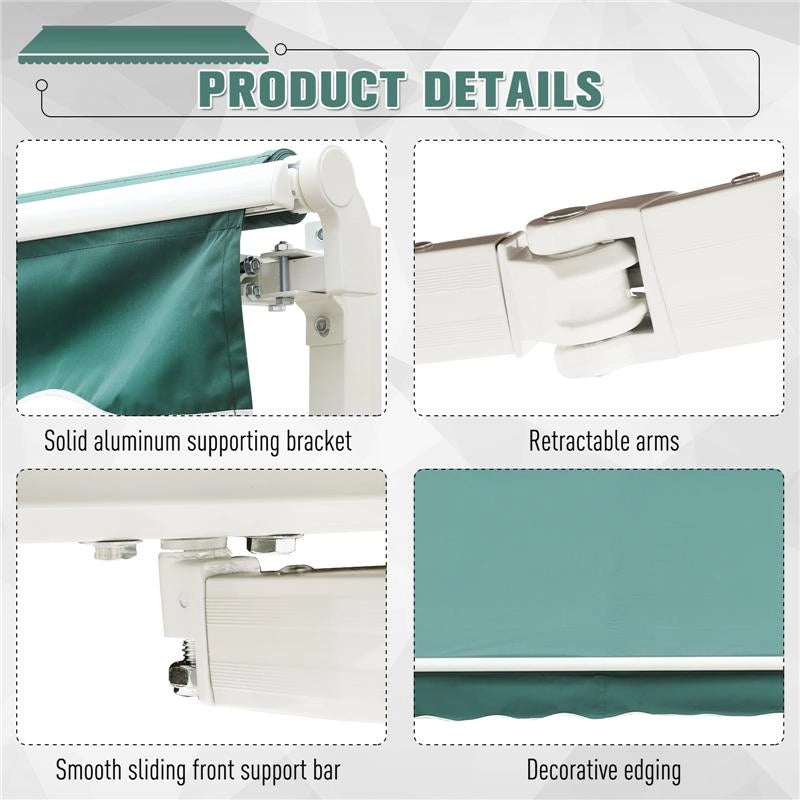 TENDA DA SOLE A MANOVELLA CON COPERTURA IMPERMEABILE 400 X 250 CM COLORE VERDE