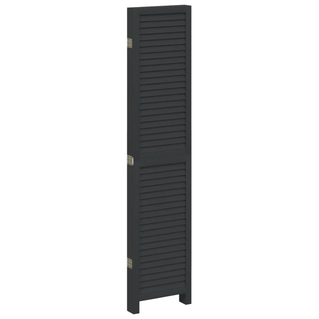 Divisorio Ambienti 5 Pannelli Nero Legno Massello di Paulownia 358854