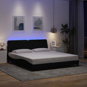 Giroletto con LED senza Materasso Nero 180x200 cm in Tessuto