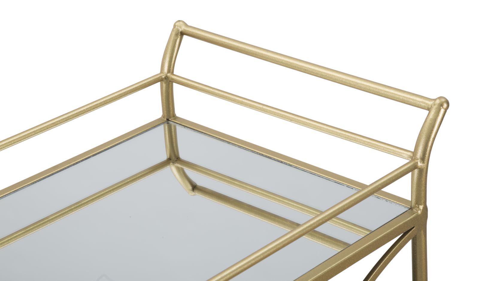 Carrello Infinity 80x40x80 cm in Ferro MDF e Specchio Oro