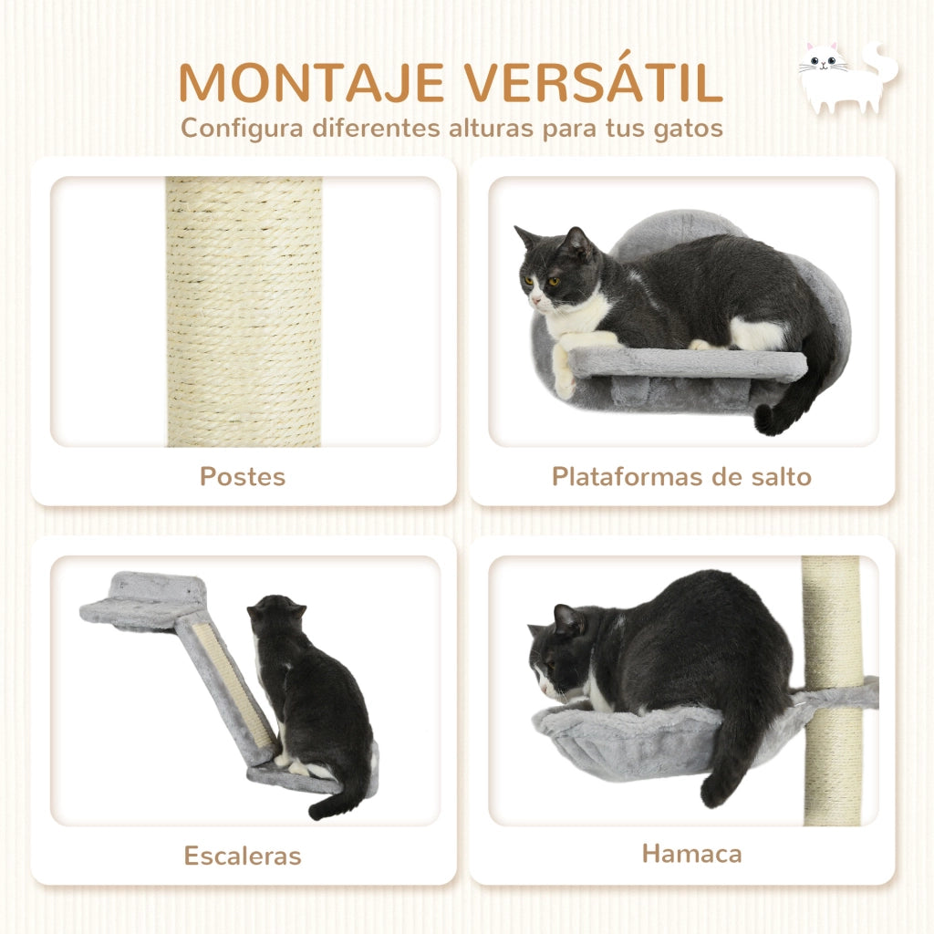 Struttura per Gatti con Rampa e Amaca ¨C zephmum ¨C Grigio