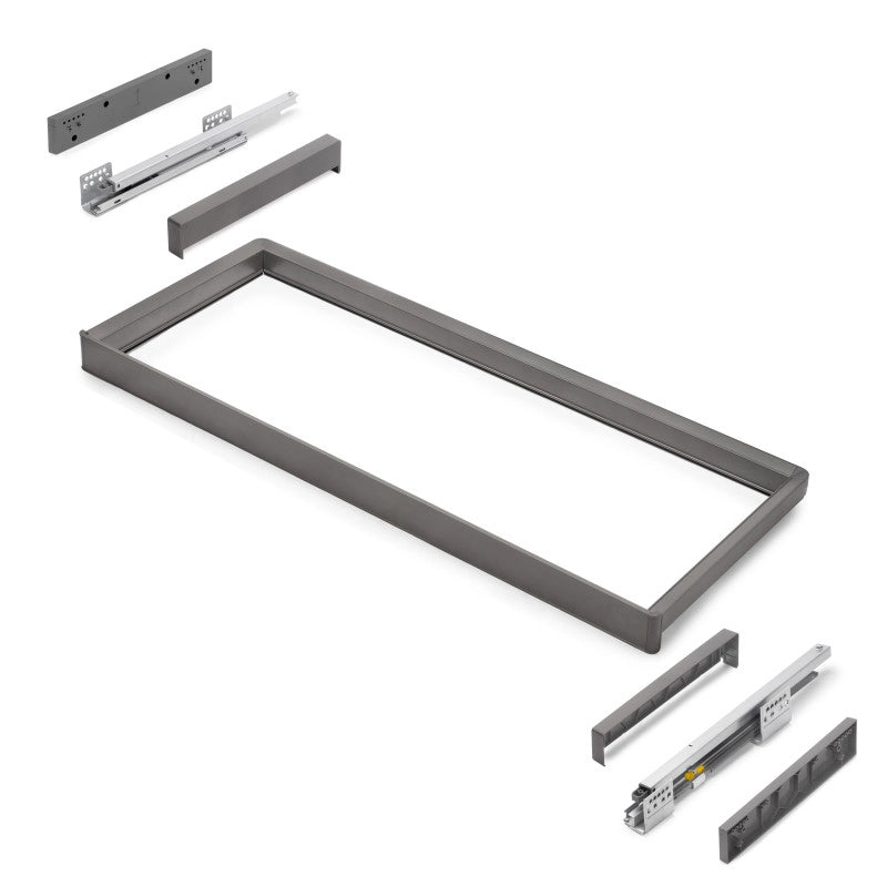 Telaio con guide a estrazione totale e chiusura morbida per accessori per armadi Quartz, 787-813mm, Alluminio e plastica
