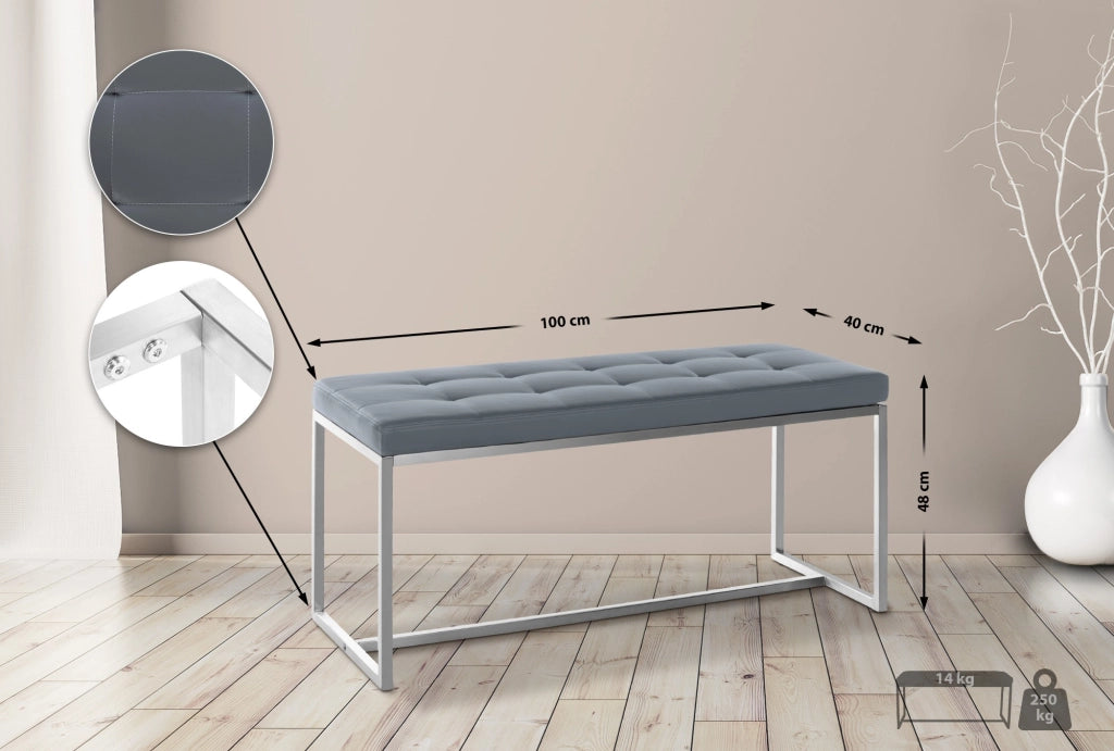Panchina design Barci in similpelle grigio