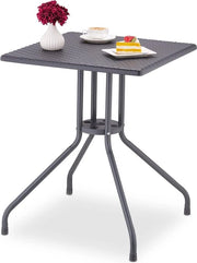 Tavolo da giardino in rattan quadrato 75x61x61 cm - Plastica & Metallo - Grigio