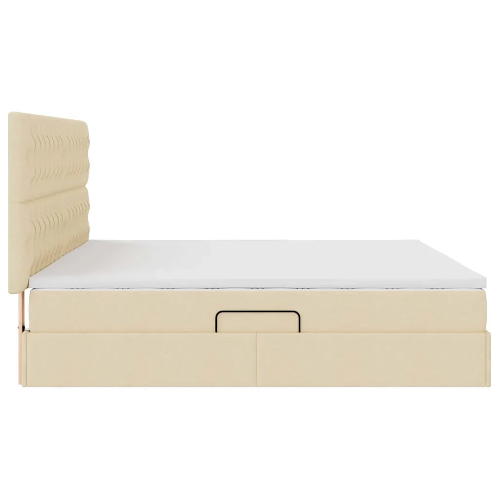 Letto con contenitore e materasso Crema 200 x 200 cm Poliestere 3371869