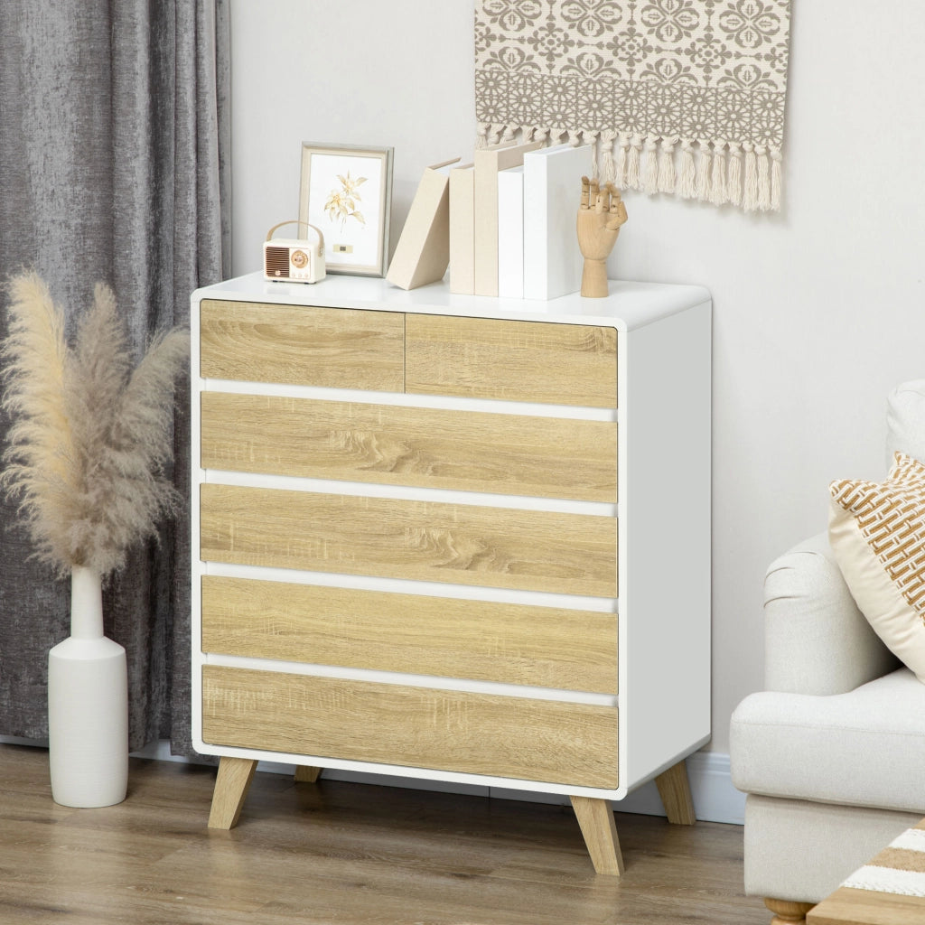 Cassettiera design scandinave 6 cassetti ¨C zephmum ¨C bianco 80x40x95 cm