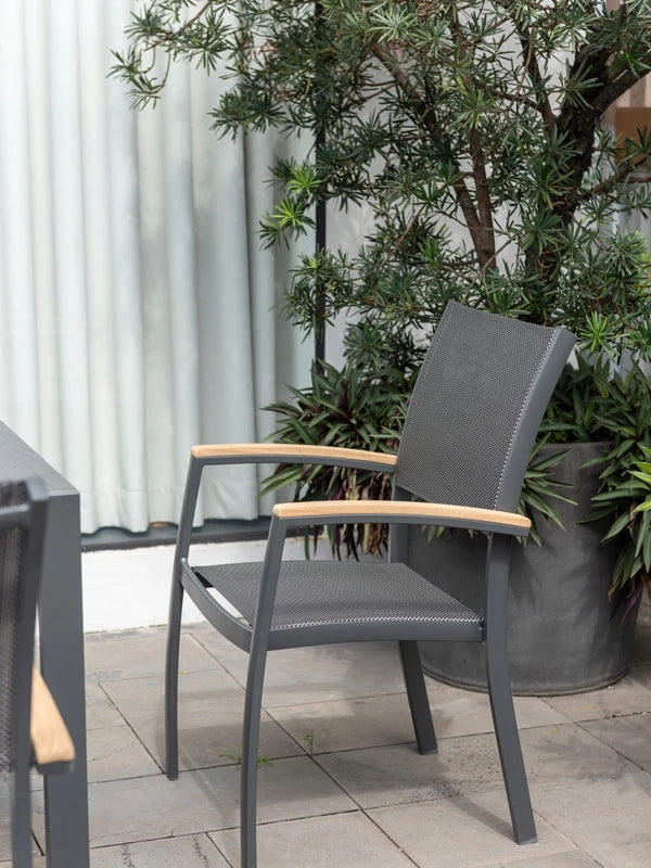 Essence - sedia da giardino - ALU con braccioli in teak
