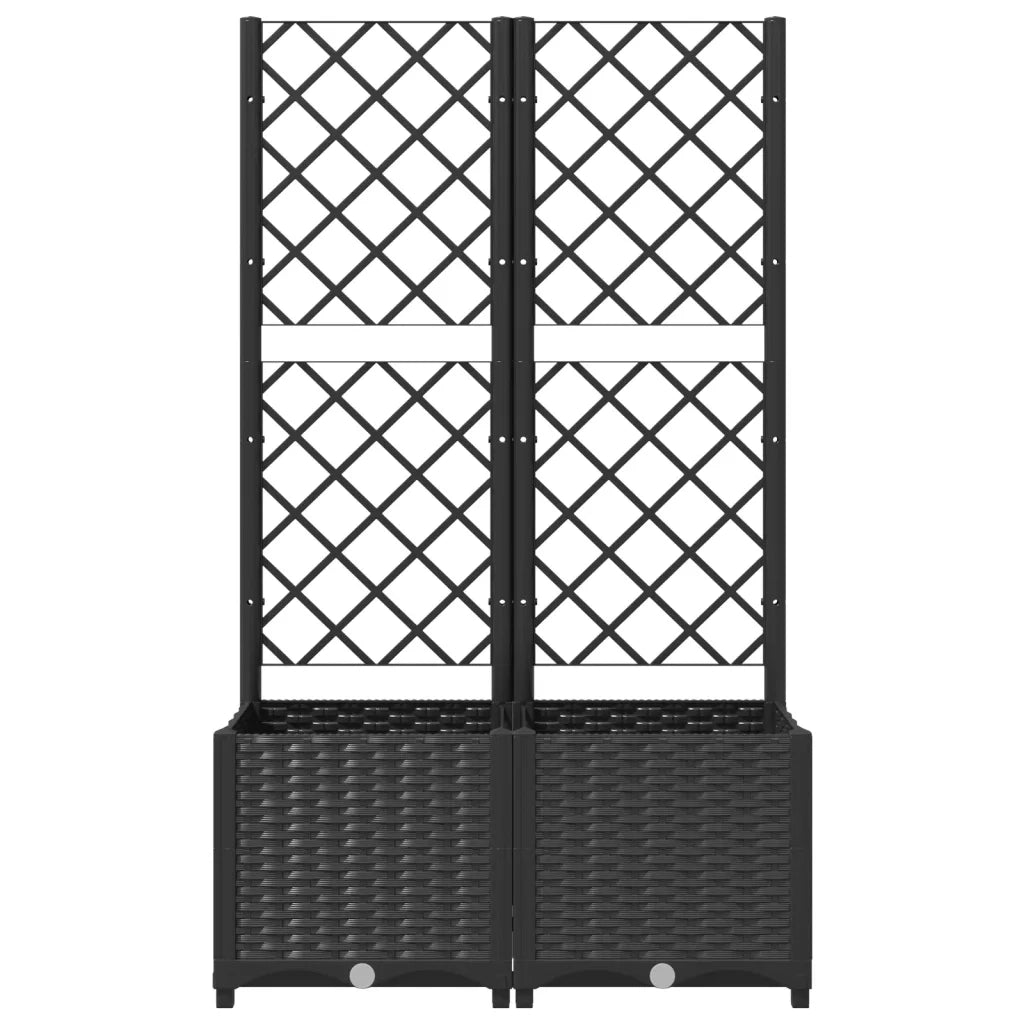 Fioriera da giardino con traliccio nera 80x40x136 cm PP 318271