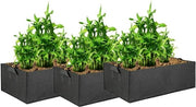 Borsa per piante in tessuto traspirante - Contenitore di pianta rettangolare in tessuto respirante - Set da 3 pezzi - 40x30x20cm - Nero