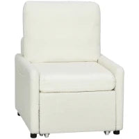 Poltrona letto rivestita in tessuto Teddy, 72 x 85,5 x 91 cm, Crema