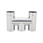 Fumaiolo terminale da 220mm modello ad h inox aisi 304 base tonda con innesto m maschio