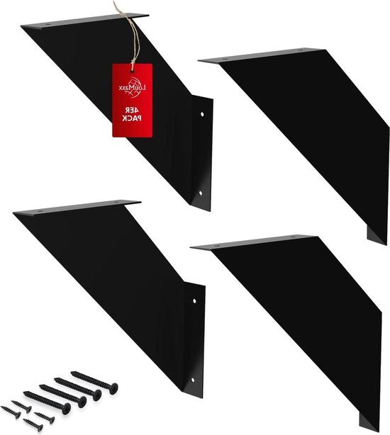 Supporto per pannelli murali moderno - set di 4 sostegni per pannelli neri - design angolo pannello - 20 x 20 cm
