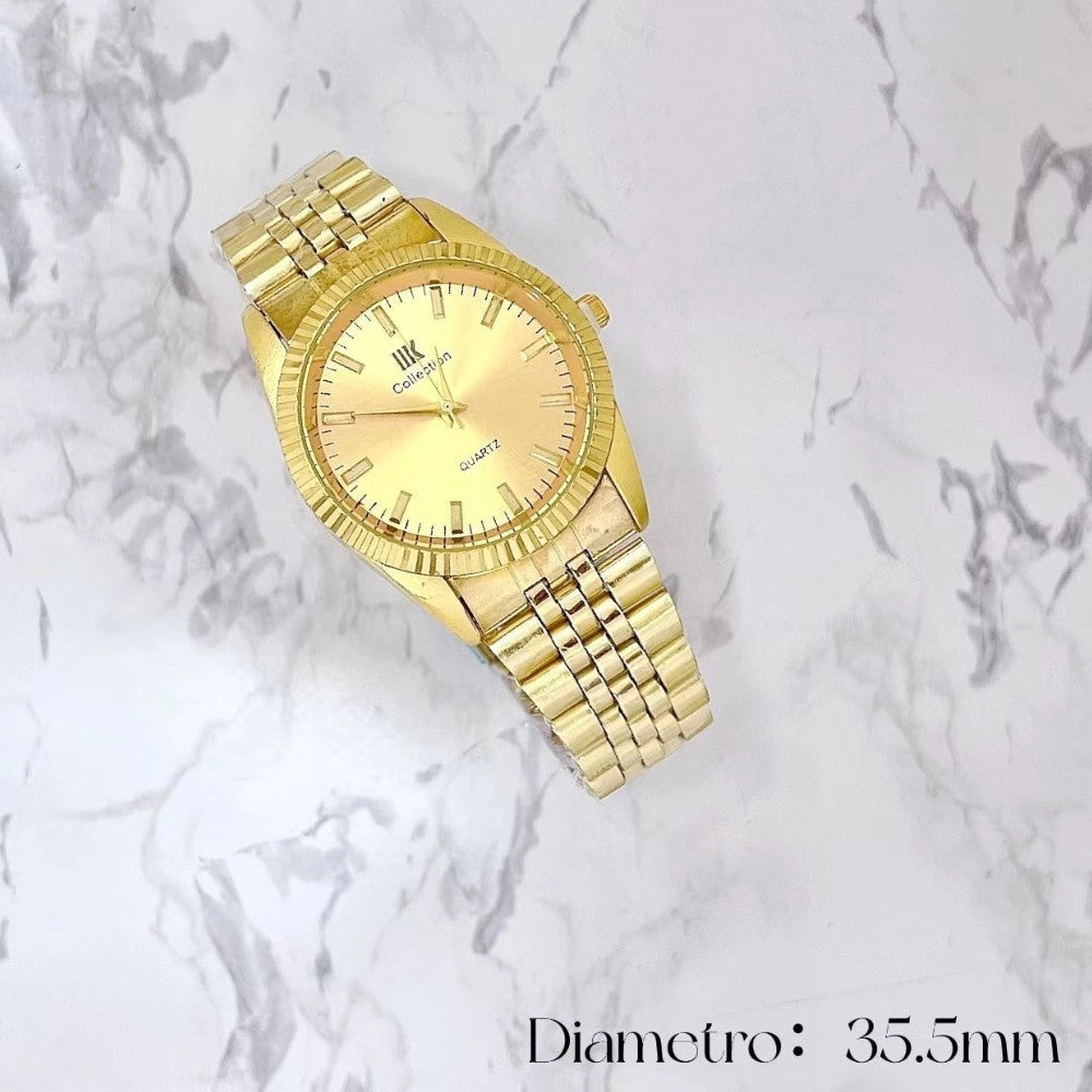 Trade Shop - Orologio Uomo Oro Classico Elegante Cinturino Acciaio Diametro 35.5mm -