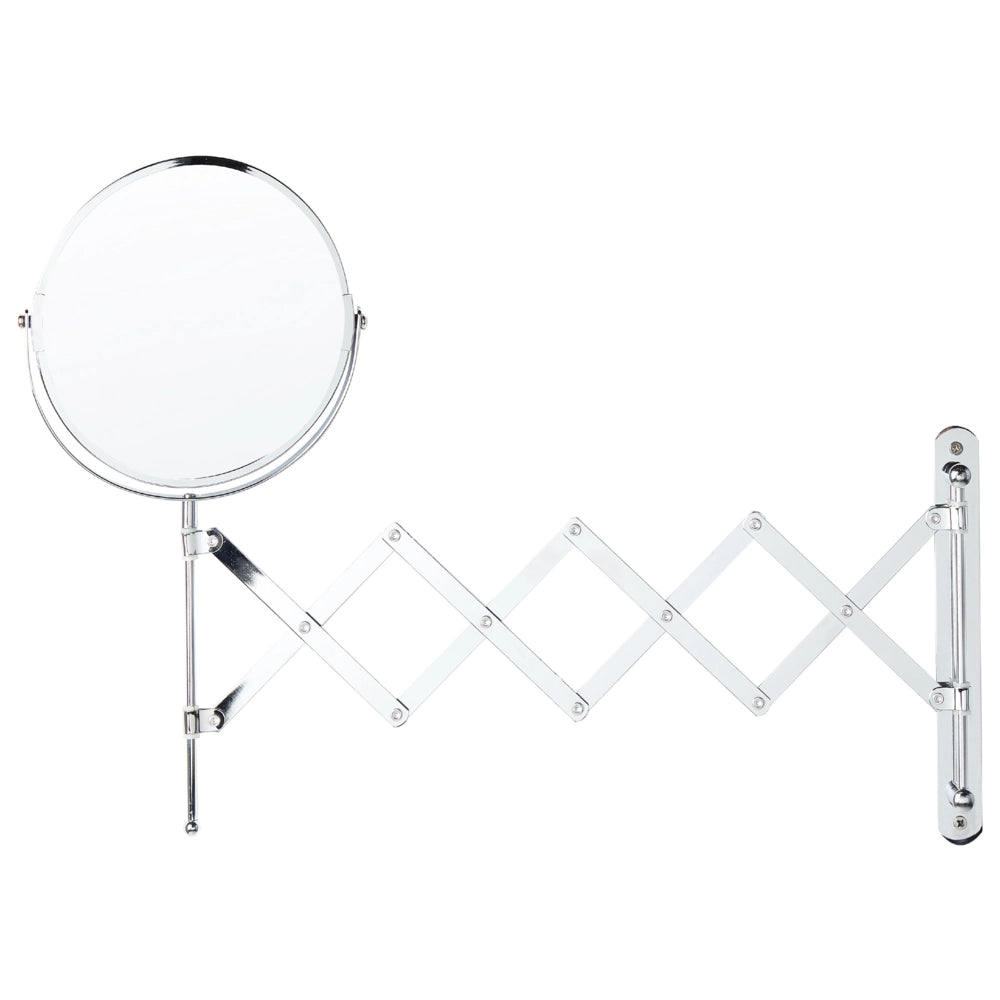 Specchio da trucco in ferro argentato ø 19 cm con prolunga a parete Doppio lato Ingrandimento Accessori da bagno