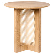 Tavolino moderno in MDF e rattan ø 50 cm Arredamento per il soggiorno Marrone chiaro