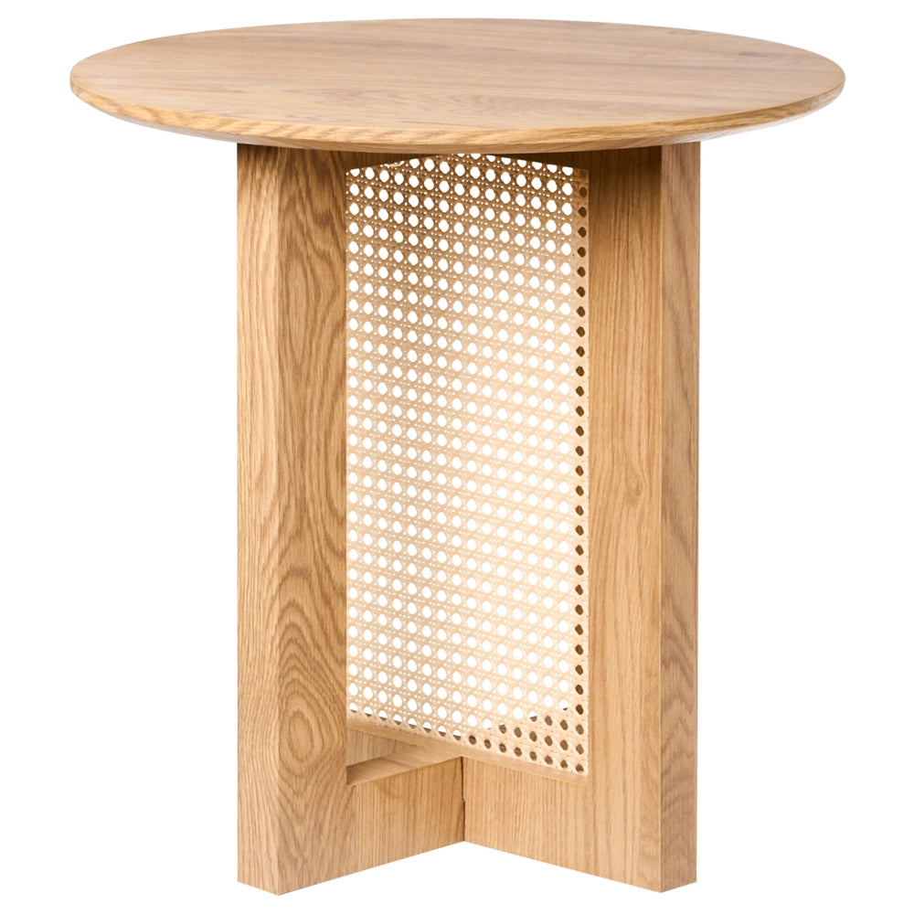 Tavolino moderno in MDF e rattan ø 50 cm Arredamento per il soggiorno Marrone chiaro