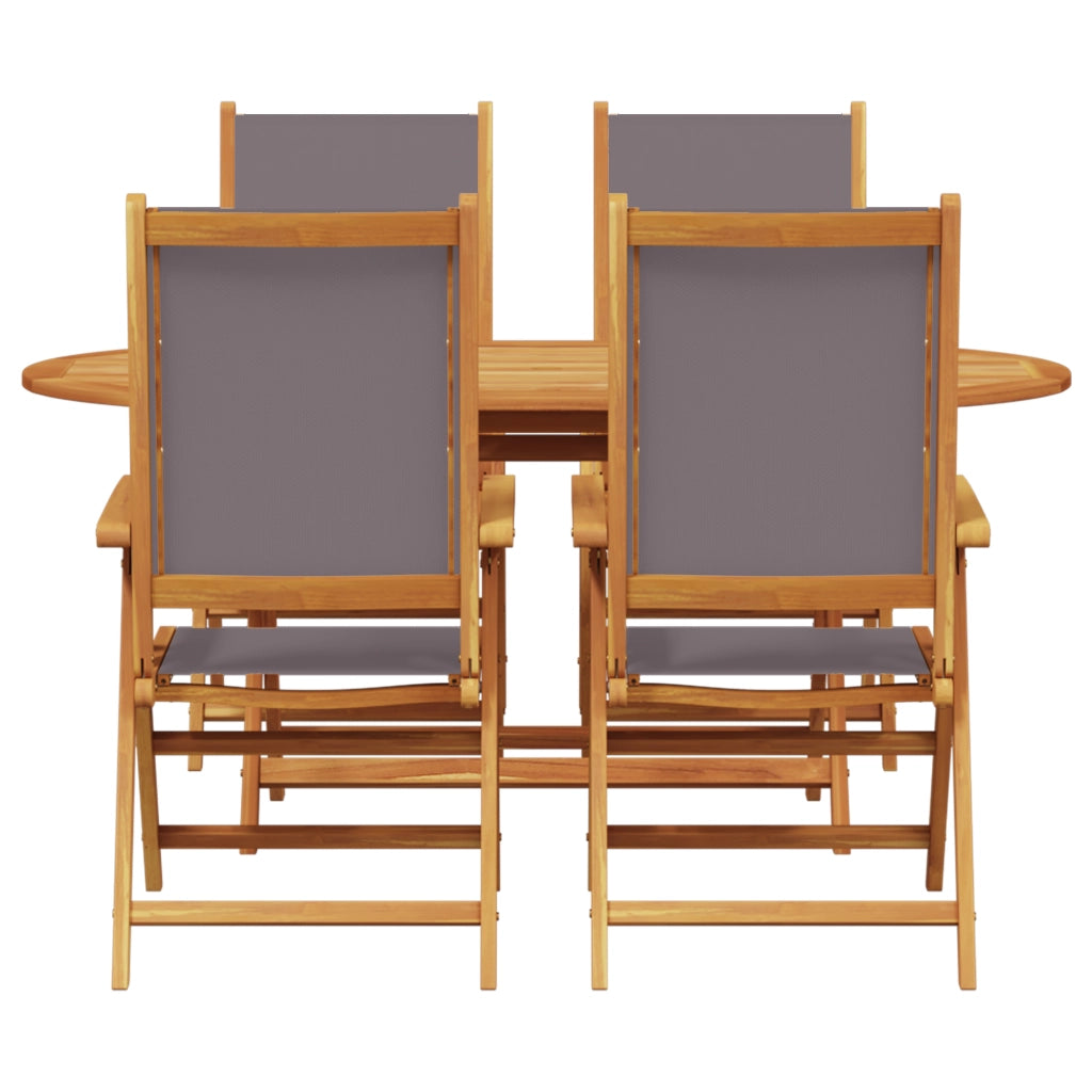 Set da Pranzo da Giardino in Legno di Acacia Anthracite 5 Pezzi