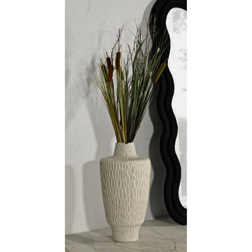 Vaso Decorativo VKH819, Beige, Poliresina, 29,5x29,5x57 cm