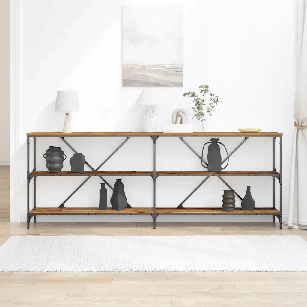 Tavolo consolle con lo scaffale Legno vecchio 200 x 30 x 75 cm 863445