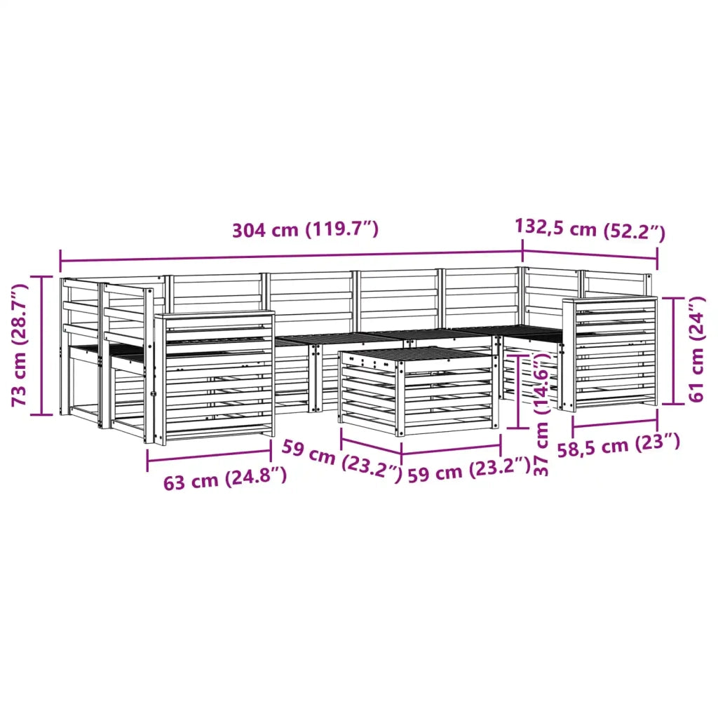 Set di divani da esterno 8 pcs Bianco Legno di Acacia Massello 3391559