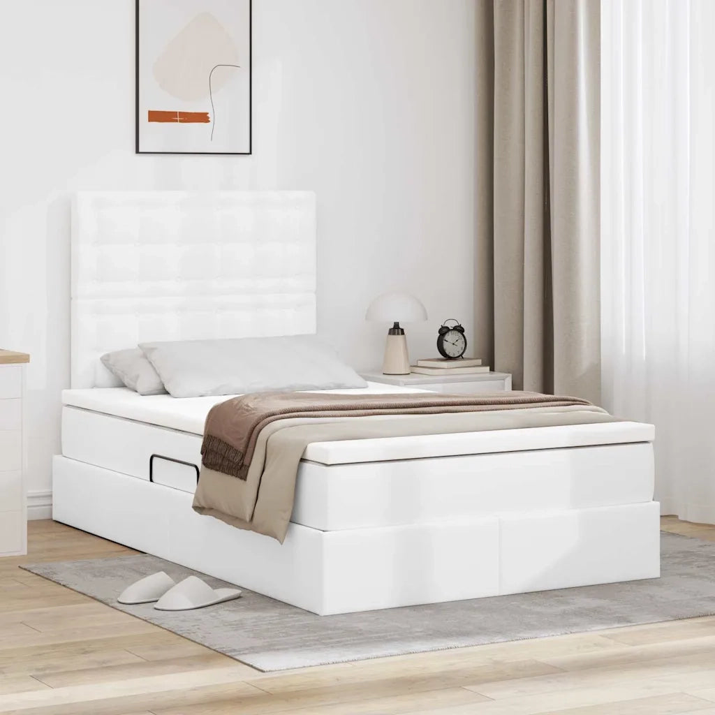 Letto con Contenitore Bianco Puro 120 x 200 cm Pelle Sintetica