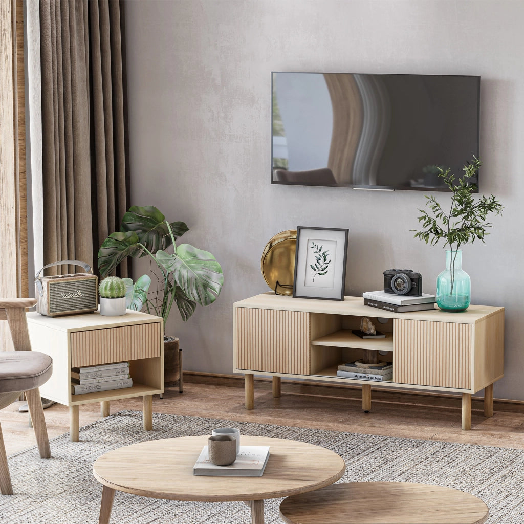 Mobile TV con 2 ante scorrevoli e 2 ripiani ¨C zephmum ¨C 115x40x49 cm