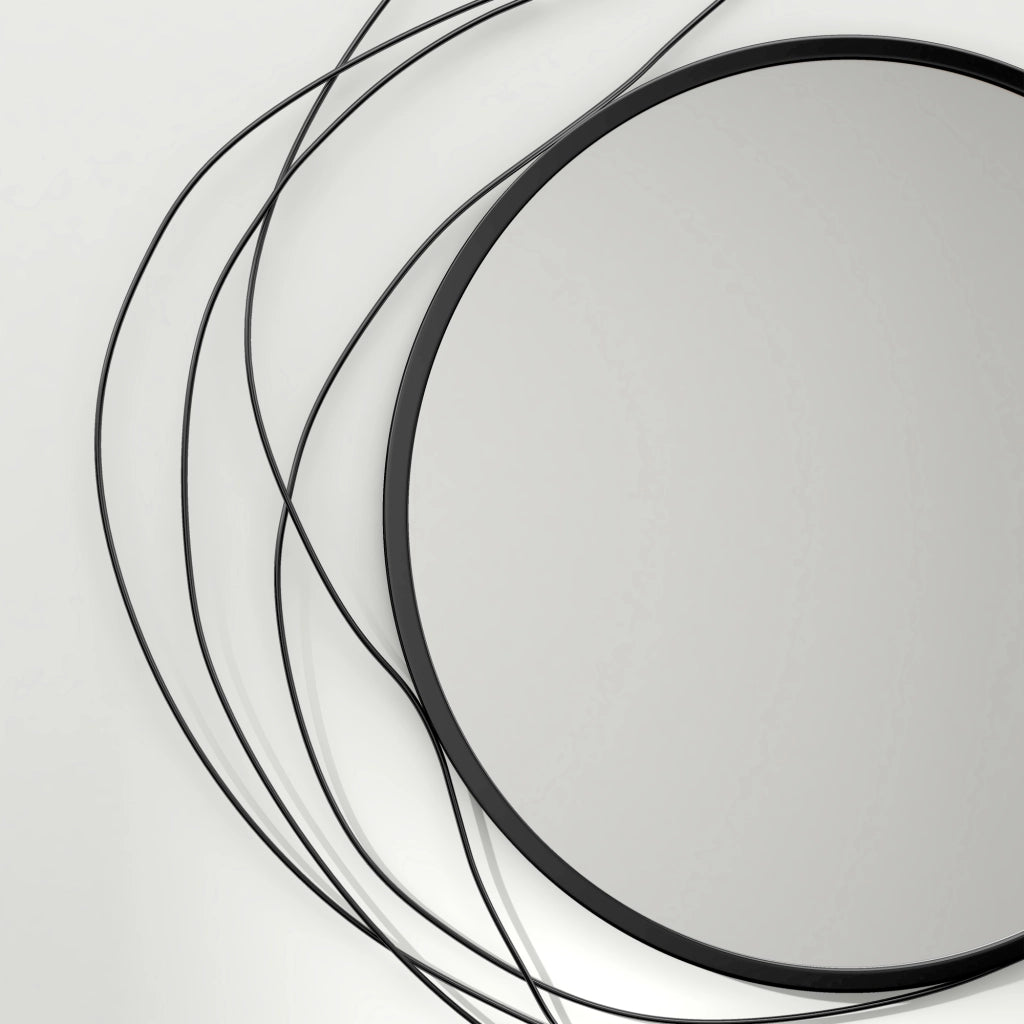 Specchio rotondo in metallo nero ¨C zephmum ¨C diametro 65 cm