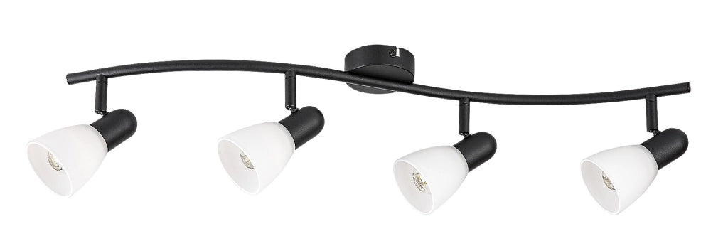 Plafoniera Soma 4 luci E14 nera vetro bianco Rabalux