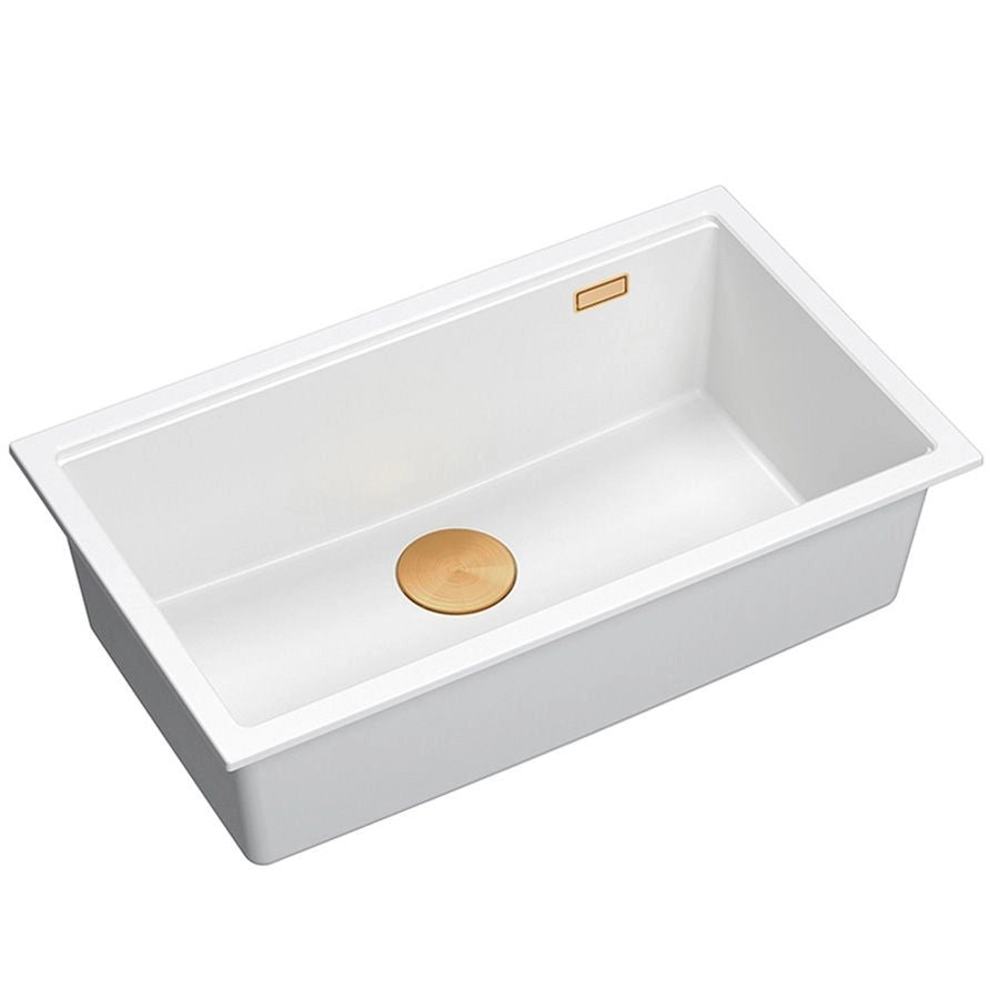 Lavello In Granito Logan 110 White Tappo acciaio