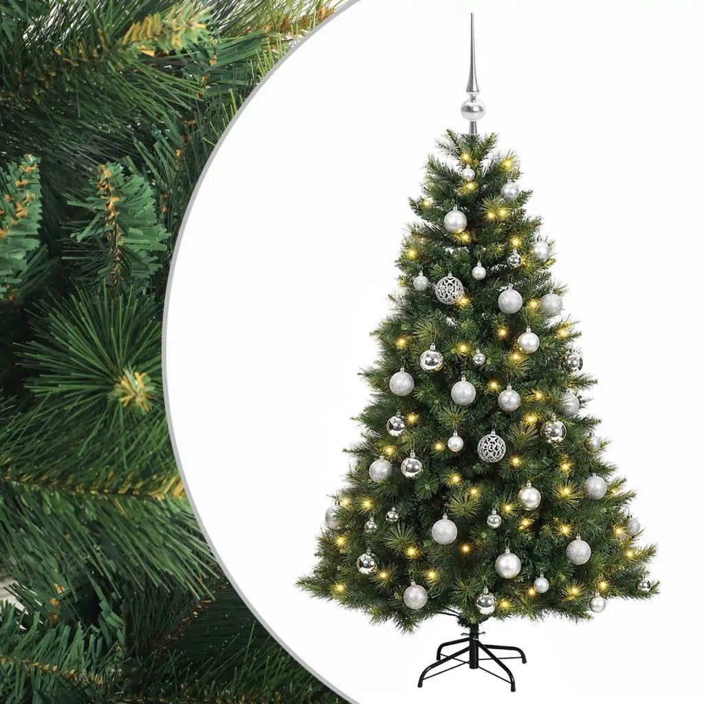 Albero di Natale artificiale con palline 150 cm 150 LED 3465952