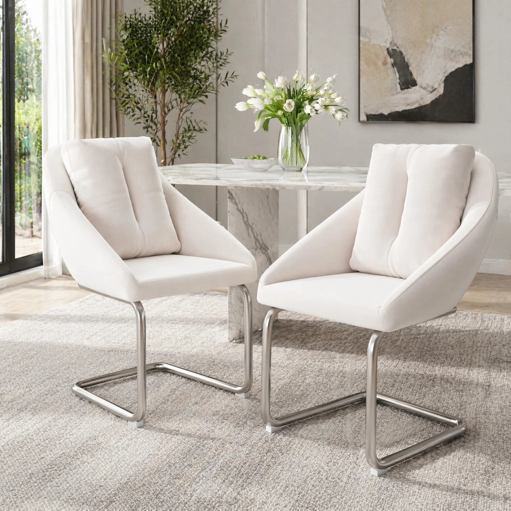 SEDIA Imbottita in Velluto 72,39x60,96x50,17 cm Beige Set da 2 pezzi
