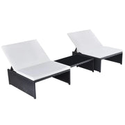Set di 2 lettini prendisole sedie a sdraio lettini prendisole aiuole da giardino mobili da giardino con tavolo resina intrecciata nera 02_0012133