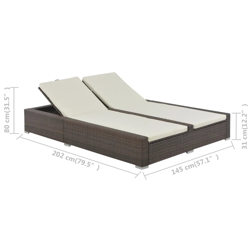 Lettino Prendisole Doppio in Polyrattan Marrone cod mxl 59419