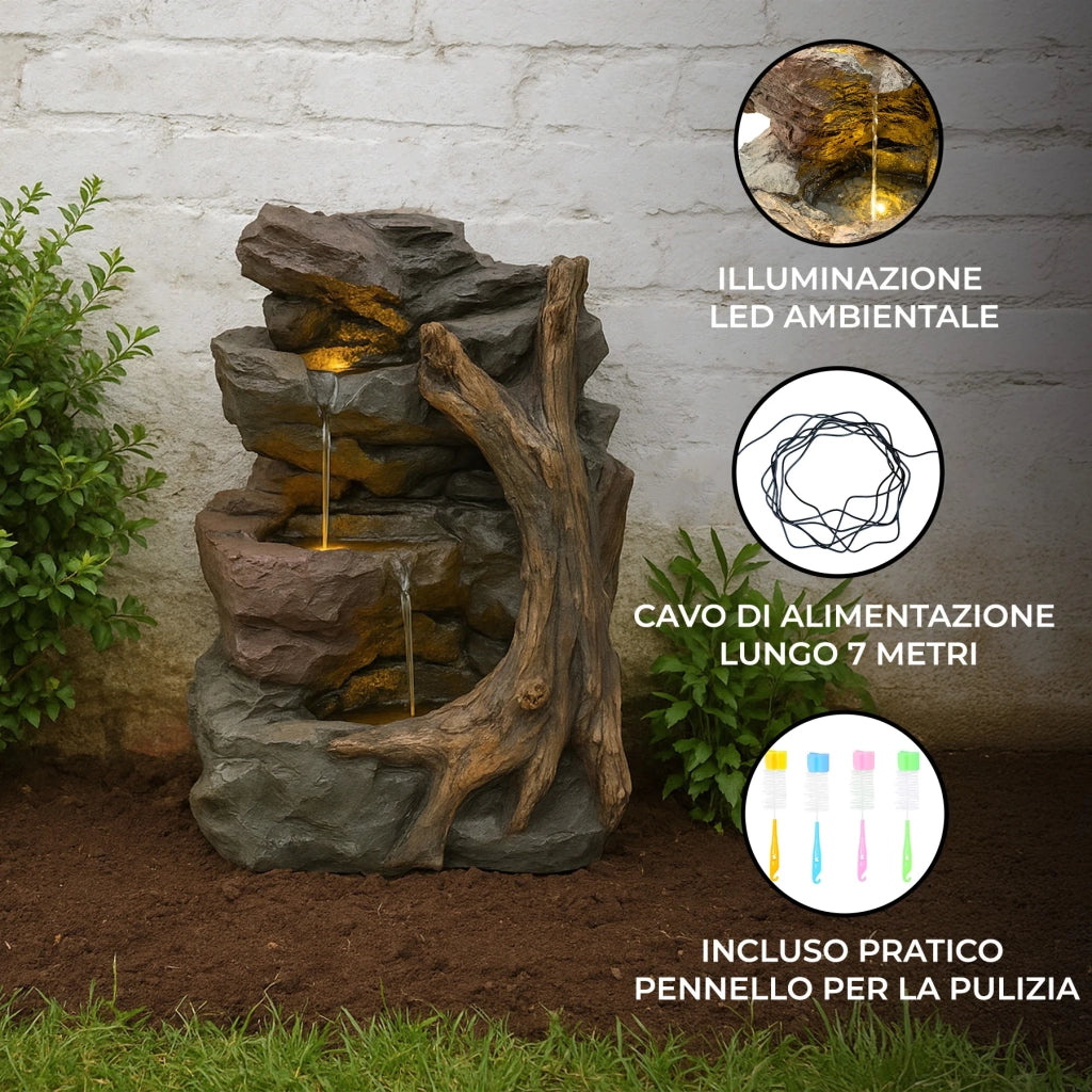 Fontana da Giardino Elettrica con LED e Cascata – Willow Springs