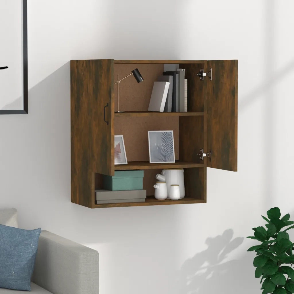 Armadietto a Muro | Mobile a Parete Rovere Fumo 60x31x70 cm in Legno Multistrato