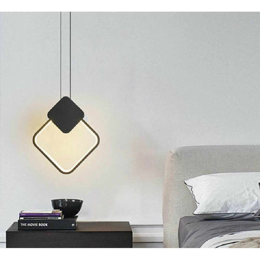 Trade Shop - Lampadario Led Sospensione 12 W Metallo Nero Moderno Luce 3000k 4000k 6500k Lp-02 -
