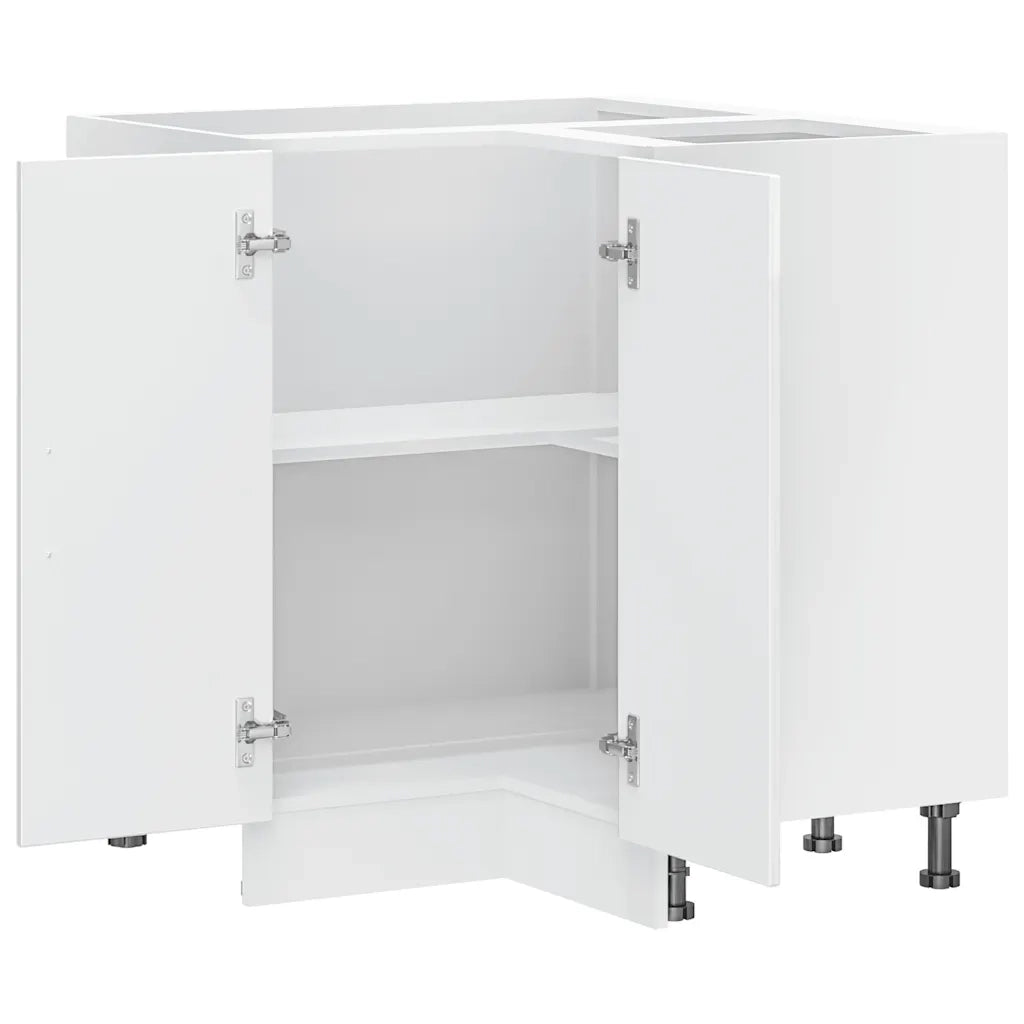 Mobile Base ad Angolo Cucina Lucca Bianco Lucido in Truciolato 853749