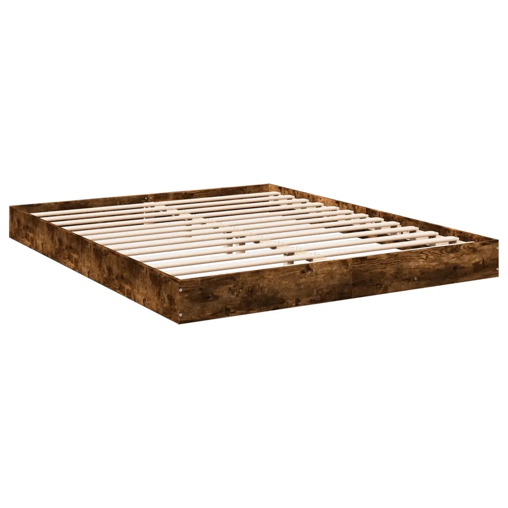 Letto matrimoniale | Letto per adulti | Giroletto senza Materasso Rovere Fumo 160x200 cm in Truciolato