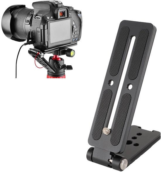 Supporto per la camera pieghevole a forma L - piastra di fissaggio rapida - lega di alluminio - porta Cold Shoe - antiscivente - leggero - supporto per la fotocamera