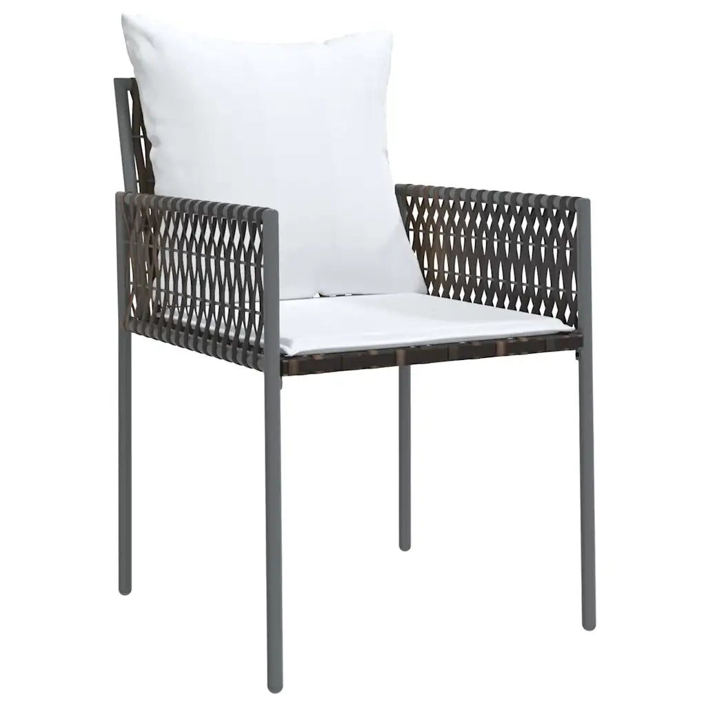 Set da Pranzo per Giardino 5 pcs Marrone e Nero Rattan in PE