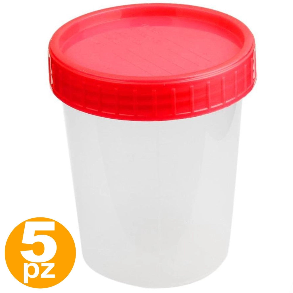 Trade Shop - 5 Contenitore Per Analisi Delle Urine Sterile 120 Ml Con Tappo Vite Urinocoltura -