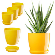 Coprivaso KADAX da 18 cm con sottovaso, in plastica gialla, 3 pezzi