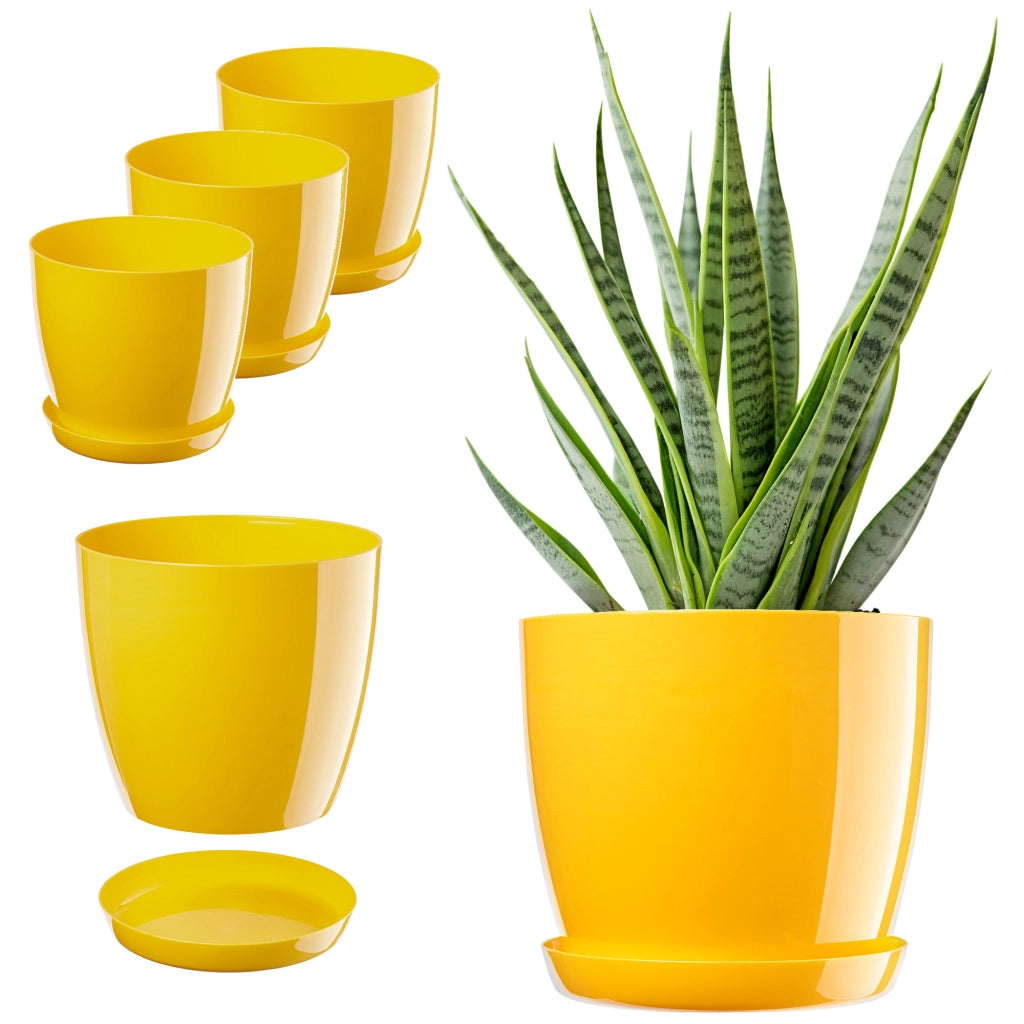 Coprivaso KADAX da 18 cm con sottovaso, in plastica gialla, 3 pezzi