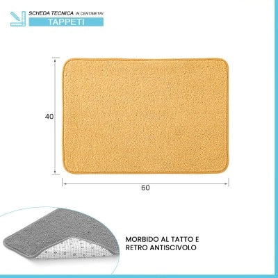 Tappeto bagno giallo 60x40 cm in microfibra antiscivolo Spring
