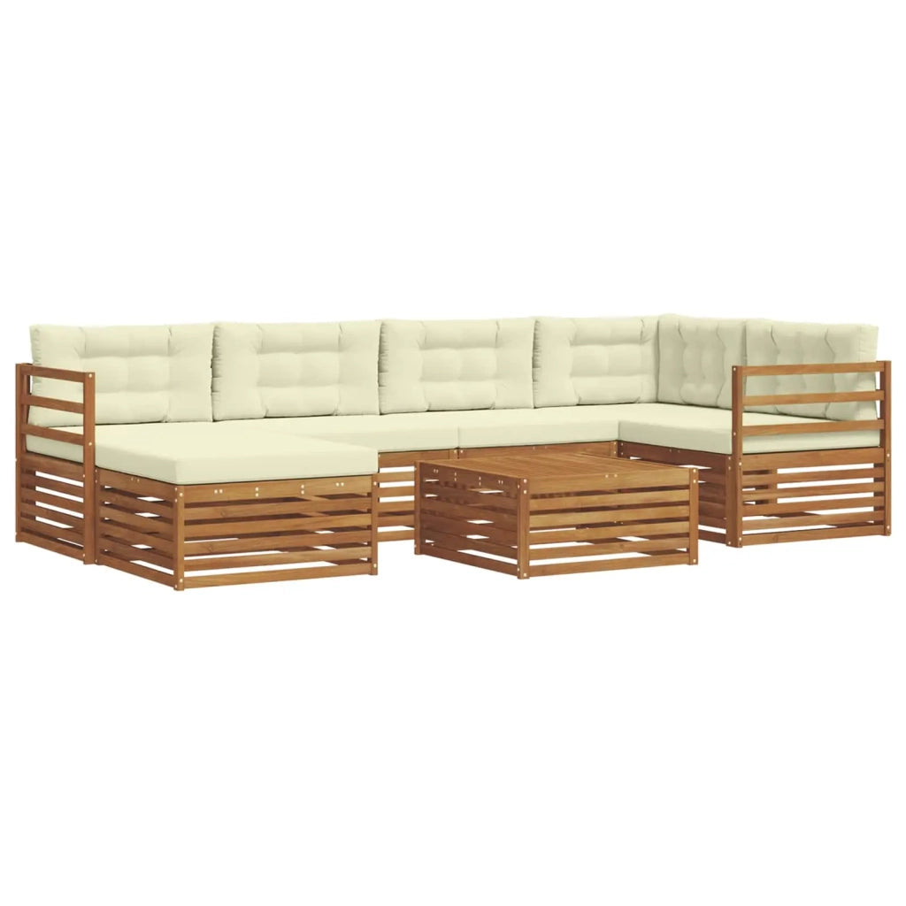 Set di divani da esterno con cuscino 7 pcs Naturale e Crema